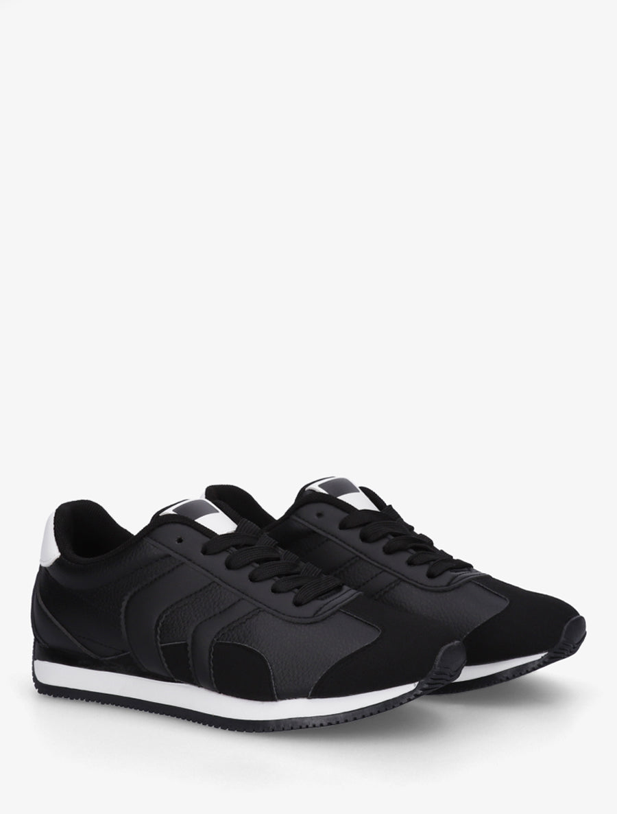 Sneakers à contrefort contrastant et double lacets - Noir - 4