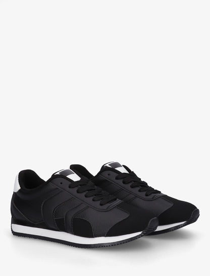 Sneakers à contrefort contrastant et double lacets - Noir - 4