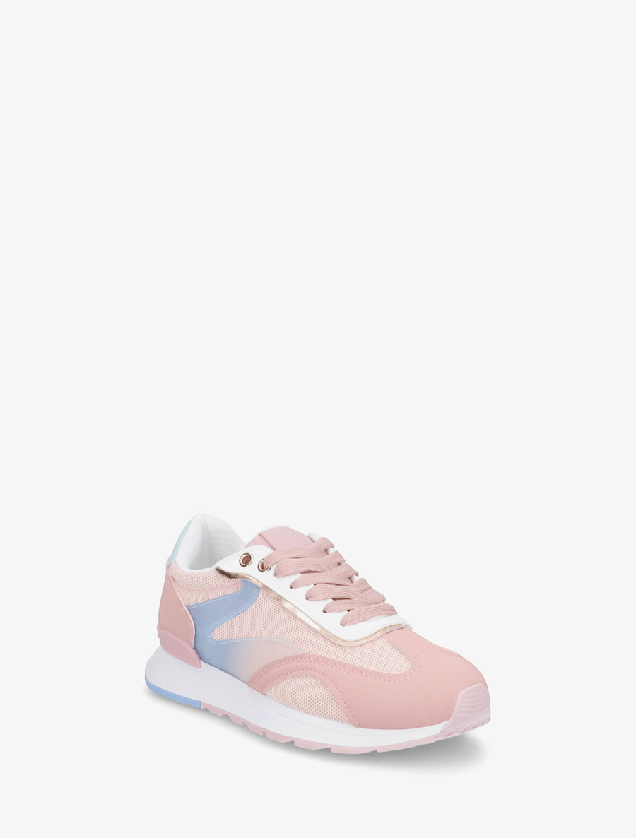 Baskets à bandes stylisées et empiècement effet nubuck - Rose - 2