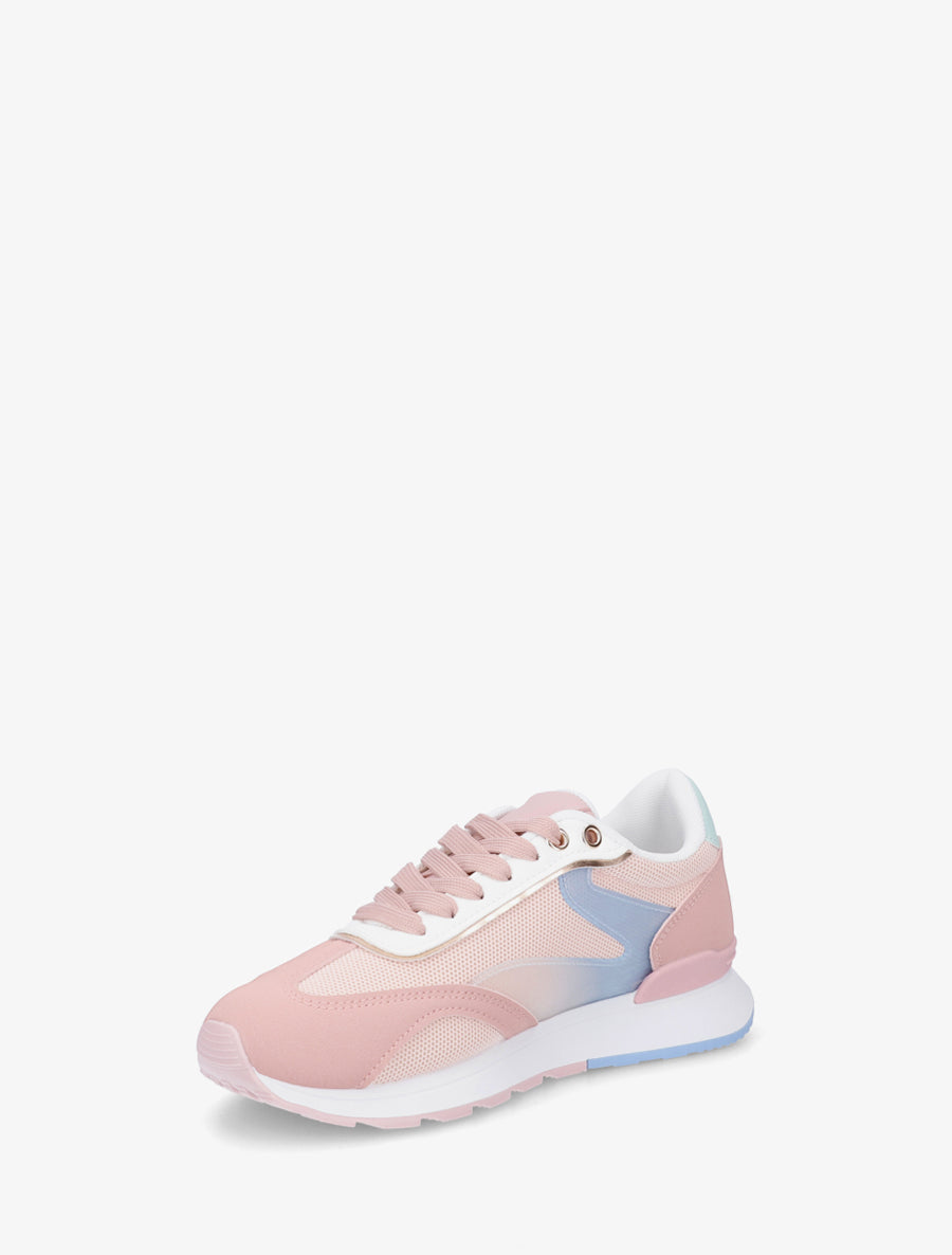 Baskets à bandes stylisées et empiècement effet nubuck - Rose - 3