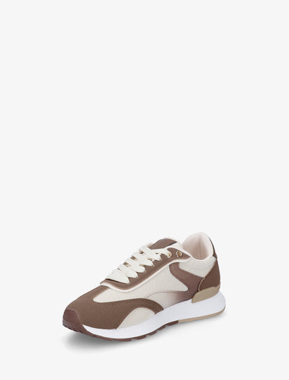 Baskets à bandes stylisées et empiècement effet nubuck - Marron - 3