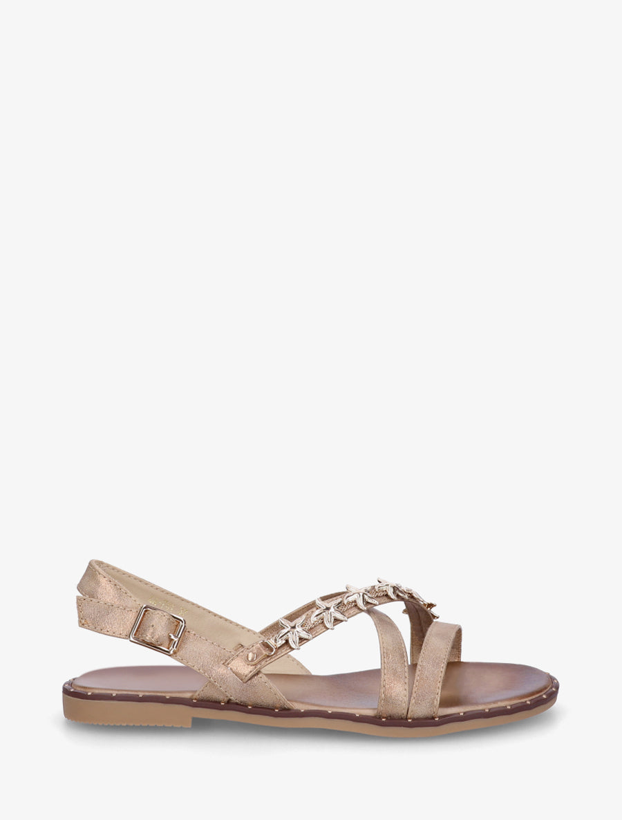 Nu-pieds cloutés à bijoux étoiles de mer - Taupe - 1