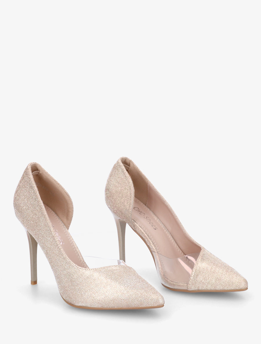Escarpins en simili et plexiglas - Or - 4