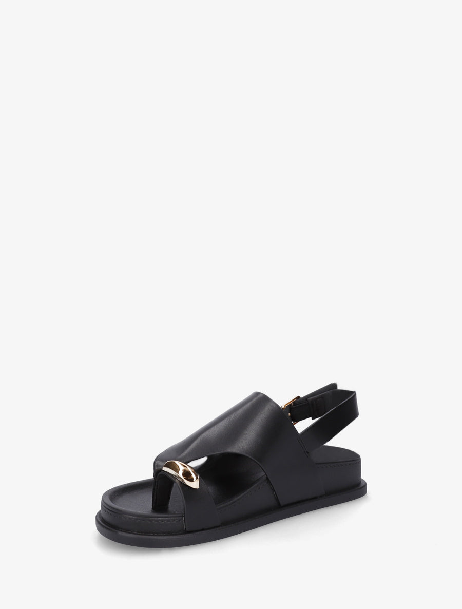 Nu-pieds en simili à empiècement métal - Noir - 3