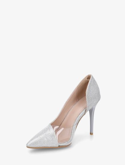 Escarpins en simili et plexiglas - Argent - 3