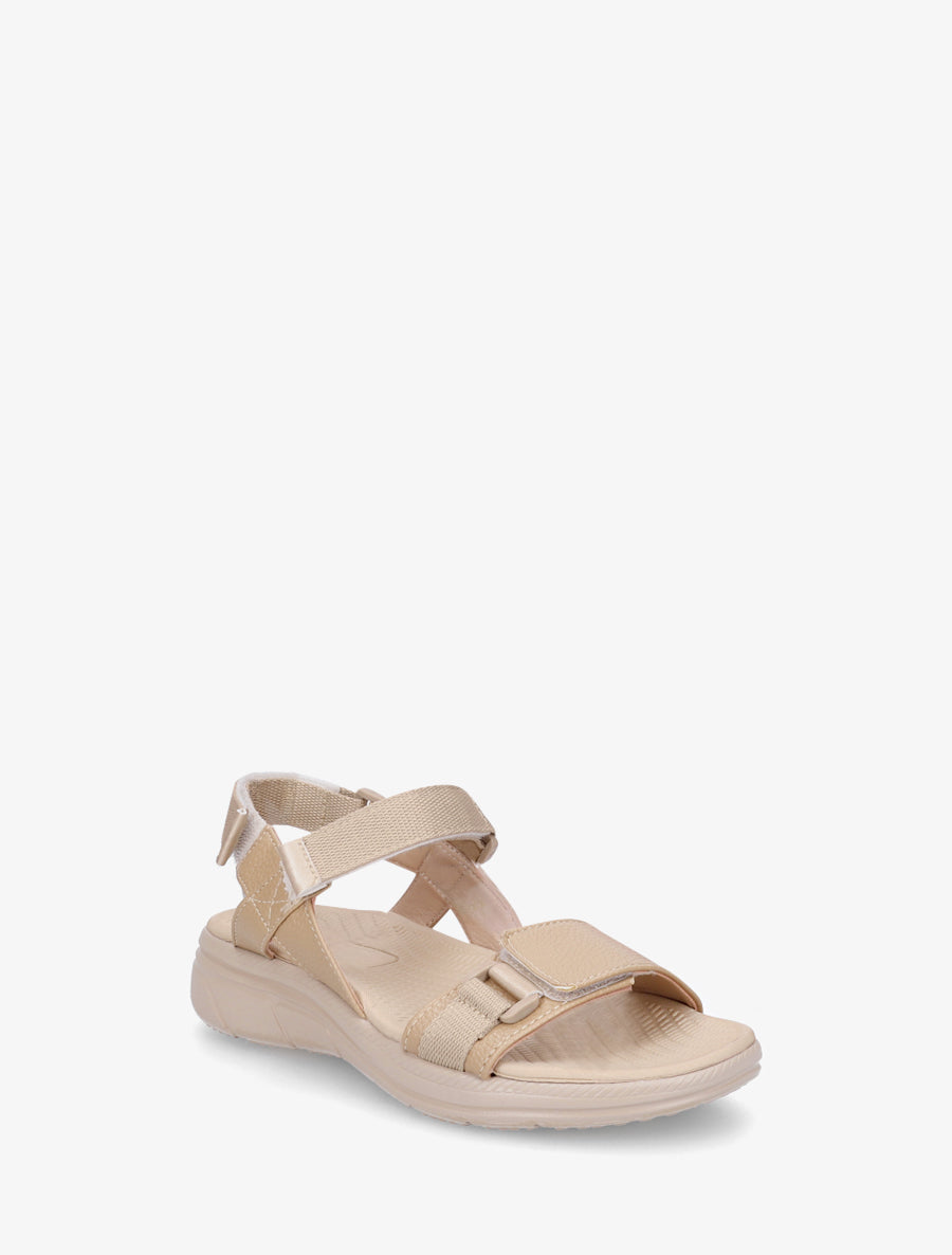 Nu-pieds en simili à triples scratch - Taupe - 2