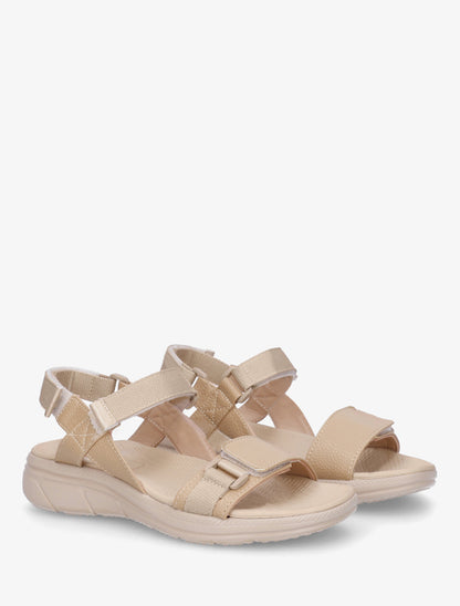 Nu-pieds en simili à triples scratch - Taupe - 4