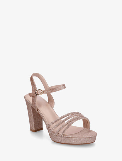 Sandales à talon et brides à strass - Rose gold - 2