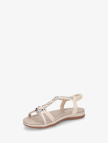 Nu-pieds à brides tressées et strassées - Beige - 3