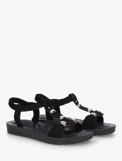 Nu-pieds en simili à tour de cheville élastiquée - Noir - 4