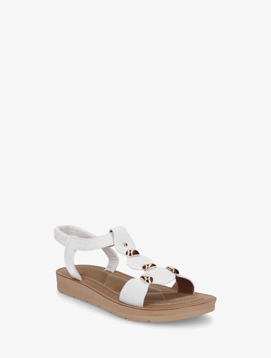 Nu-pieds en simili à tour de cheville élastiquée - Blanc - 2