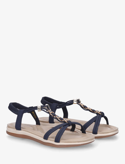 Nu-pieds à empiècement bijoux - Bleu - 4