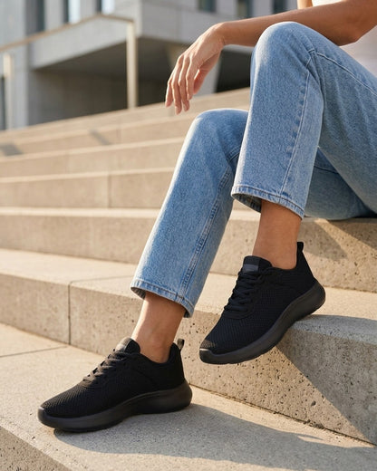 Sneakers unies en mesh - Noir