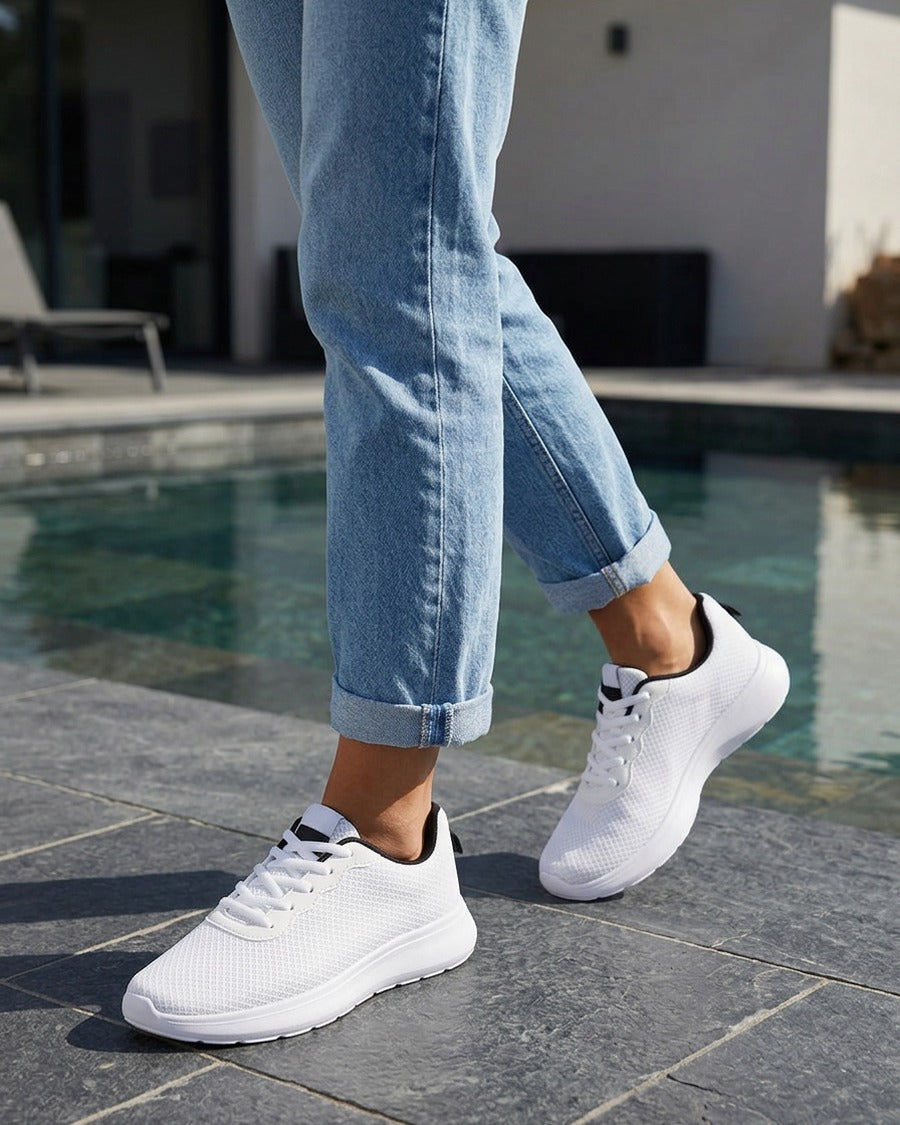 Sneakers unies en mesh - Blanc