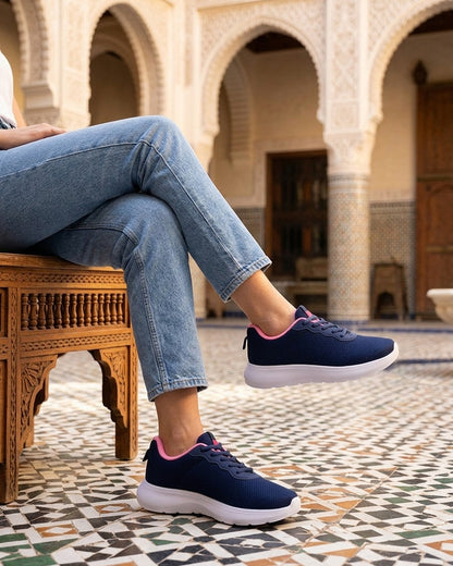 Sneakers unies en mesh - Marine