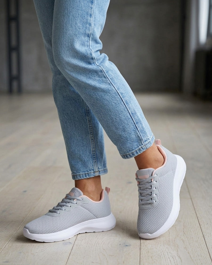 Sneakers unies en mesh - Gris
