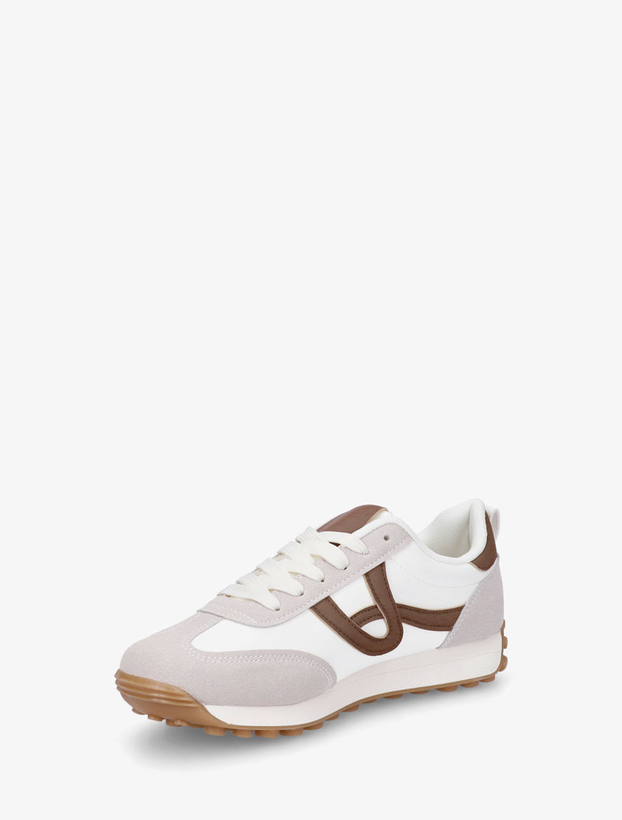 Sneakers en simili à détails contrastants - Blanc - 3