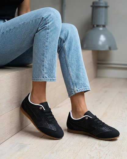 Baskets en simili effet tressé - Noir