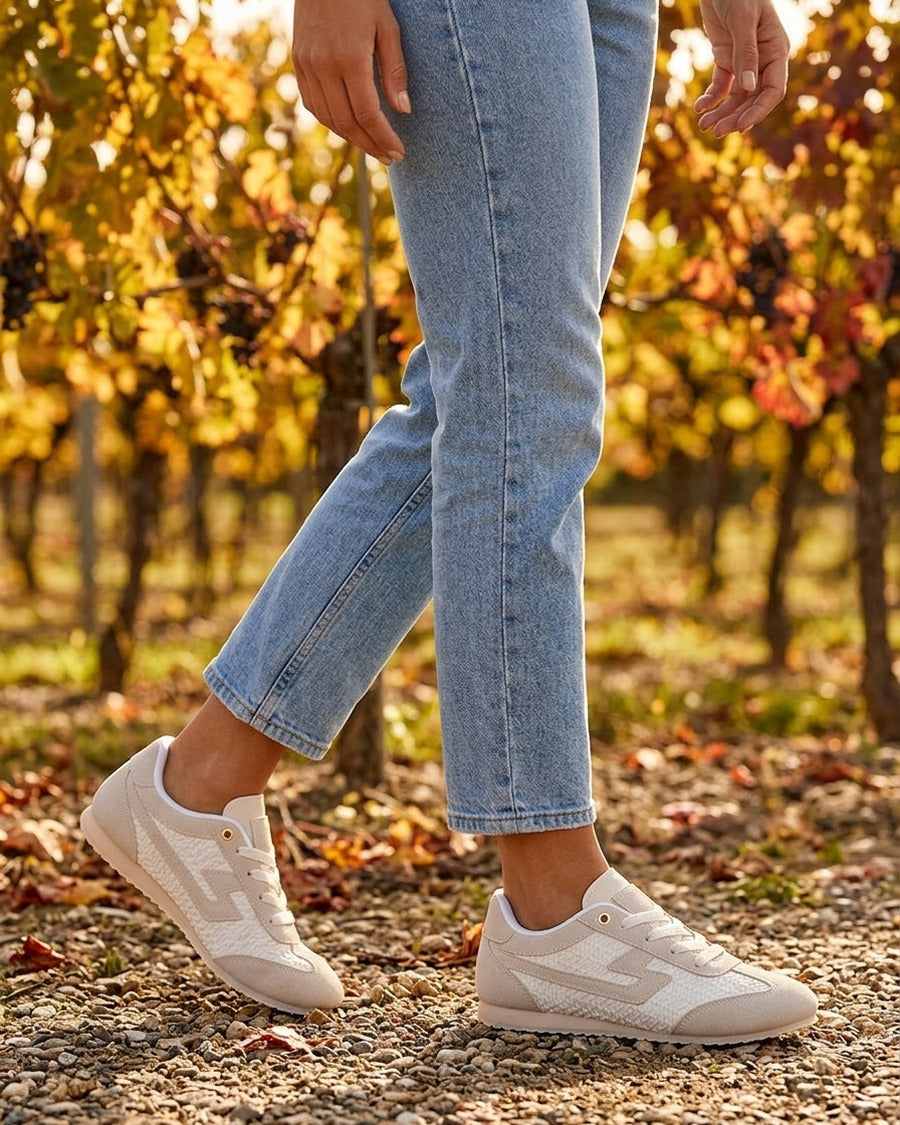 Baskets en simili effet tressé - Beige