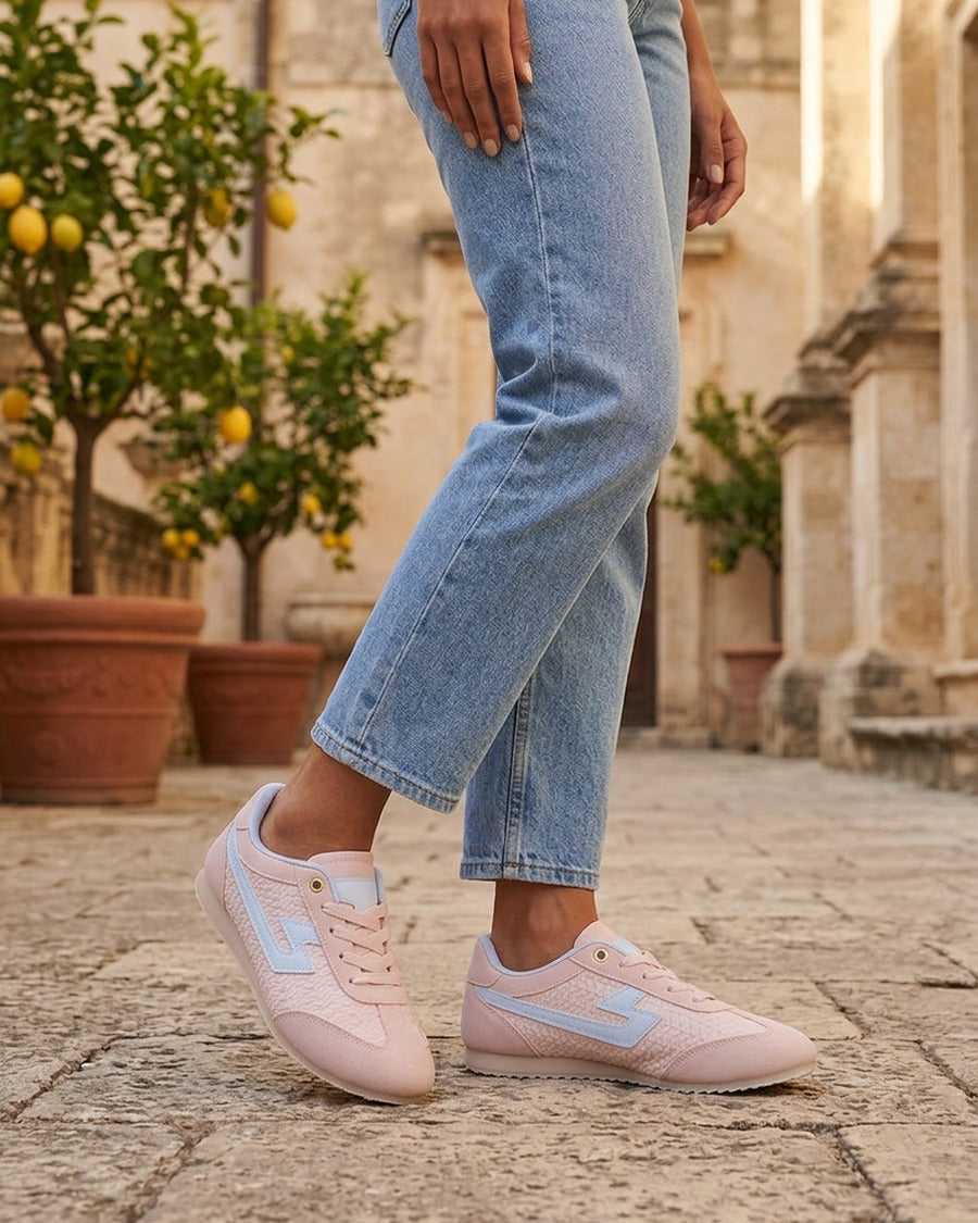 Baskets en simili effet tressé - Rose