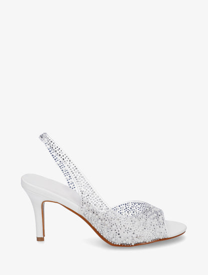 Sandales transparentes à bout ouvert avec perles - Blanc - 1