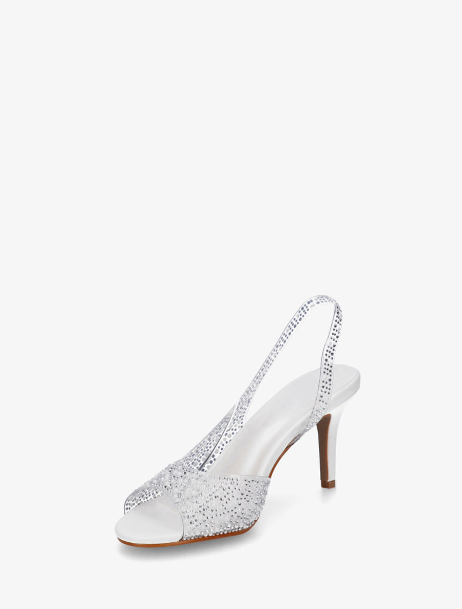 Sandales transparentes à bout ouvert avec perles - Blanc - 3