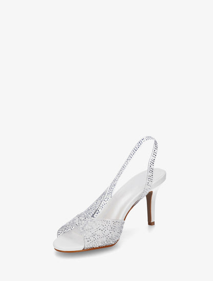 Sandales transparentes à bout ouvert avec perles - Blanc - 3