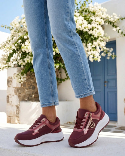 Baskets à zip et bijou métallique - Bordeaux