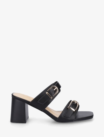 Mules unies à double boucles - Noir - 1