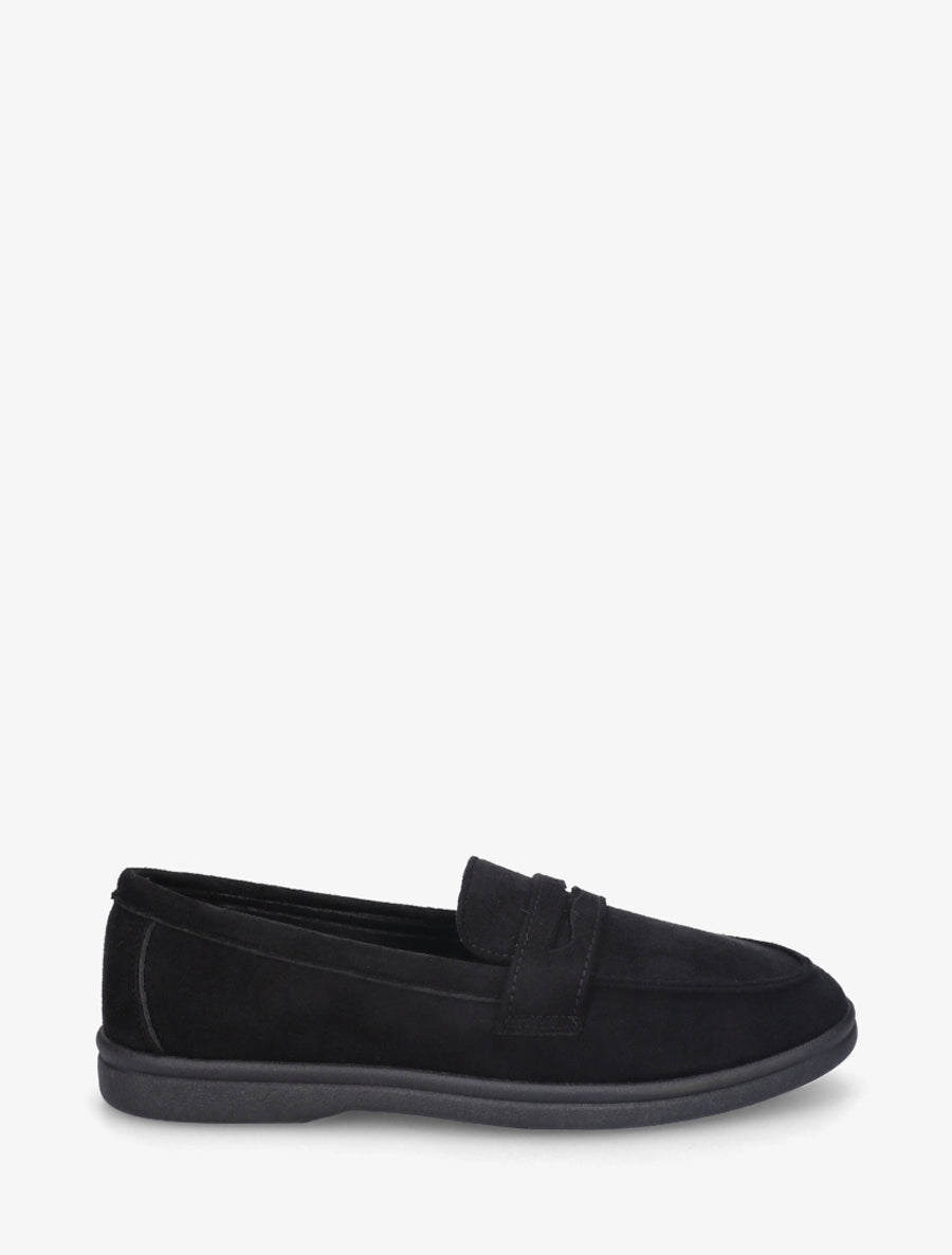 Mocassins unis en suédine - Noir - 1