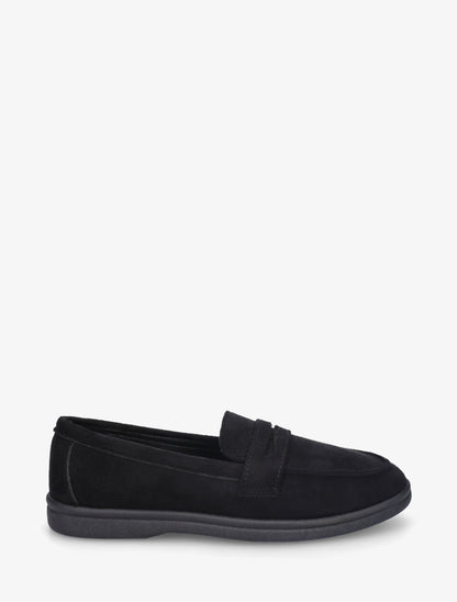Mocassins unis en suédine - Noir - 1
