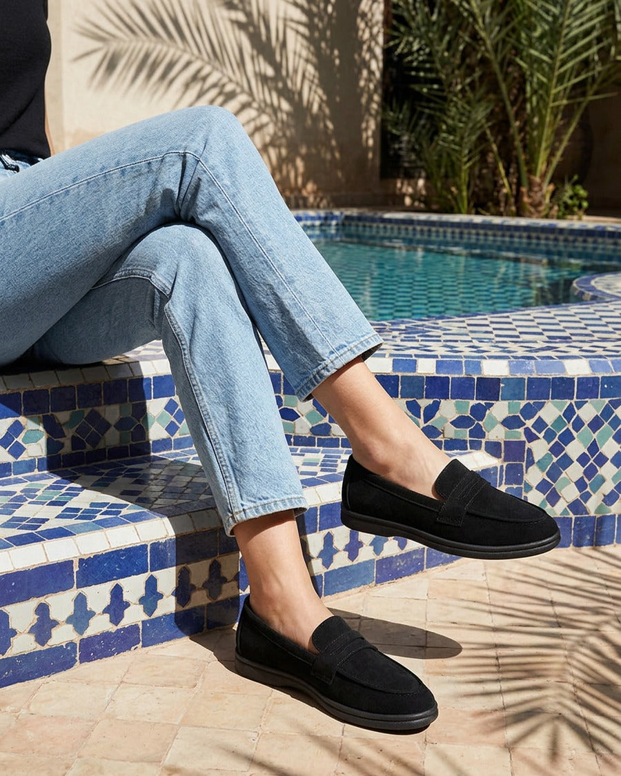 Mocassins unis en suédine - Noir