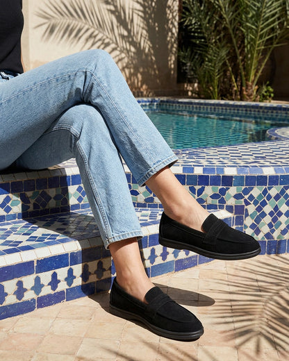 Mocassins unis en suédine - Noir