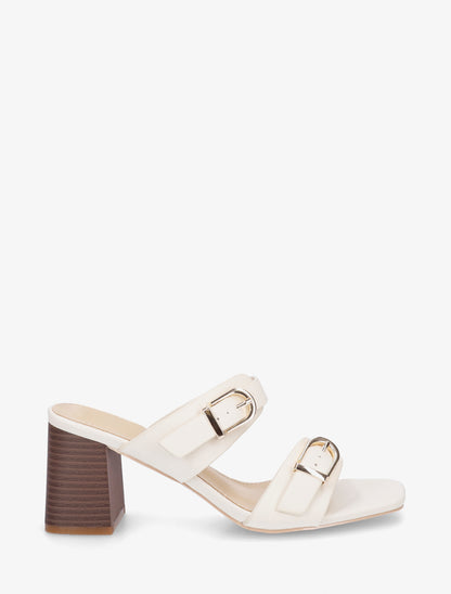 Mules unies à double boucles - Beige - 1