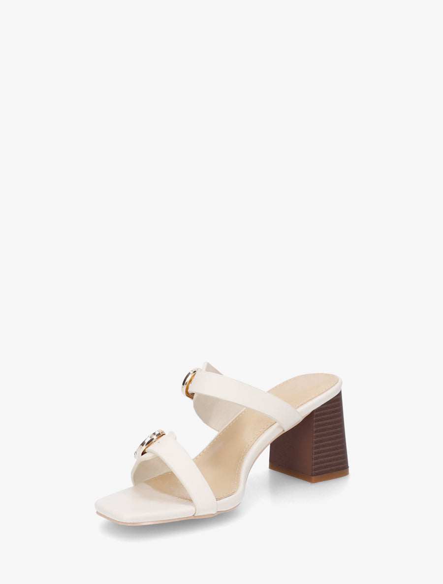 Mules unies à double boucles - Beige - 3