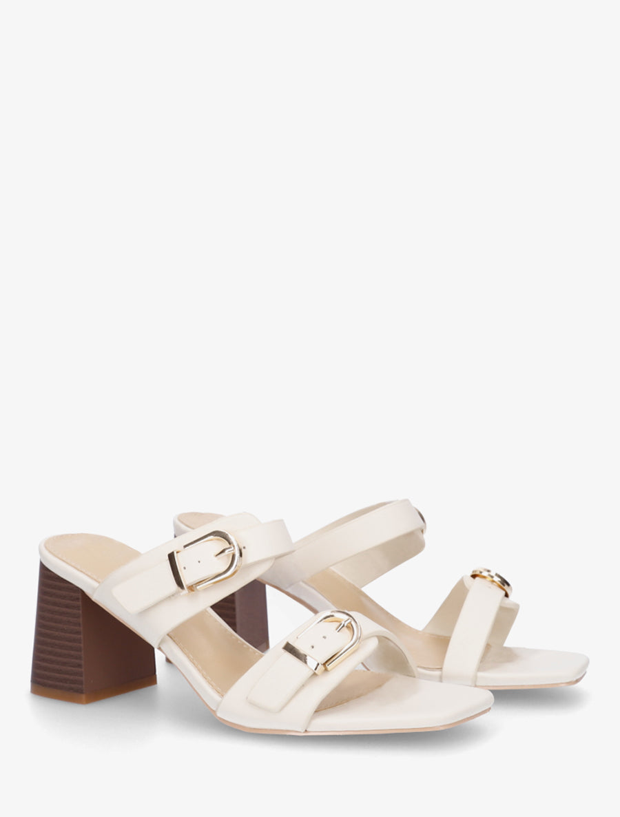 Mules unies à double boucles - Beige - 4