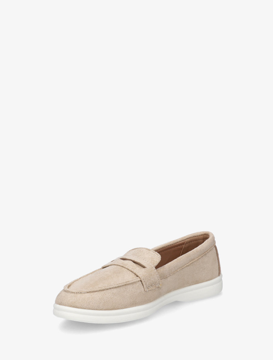 Mocassins unis en suédine - Beige - 3