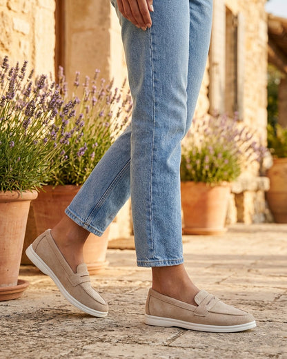 Mocassins unis en suédine - Beige