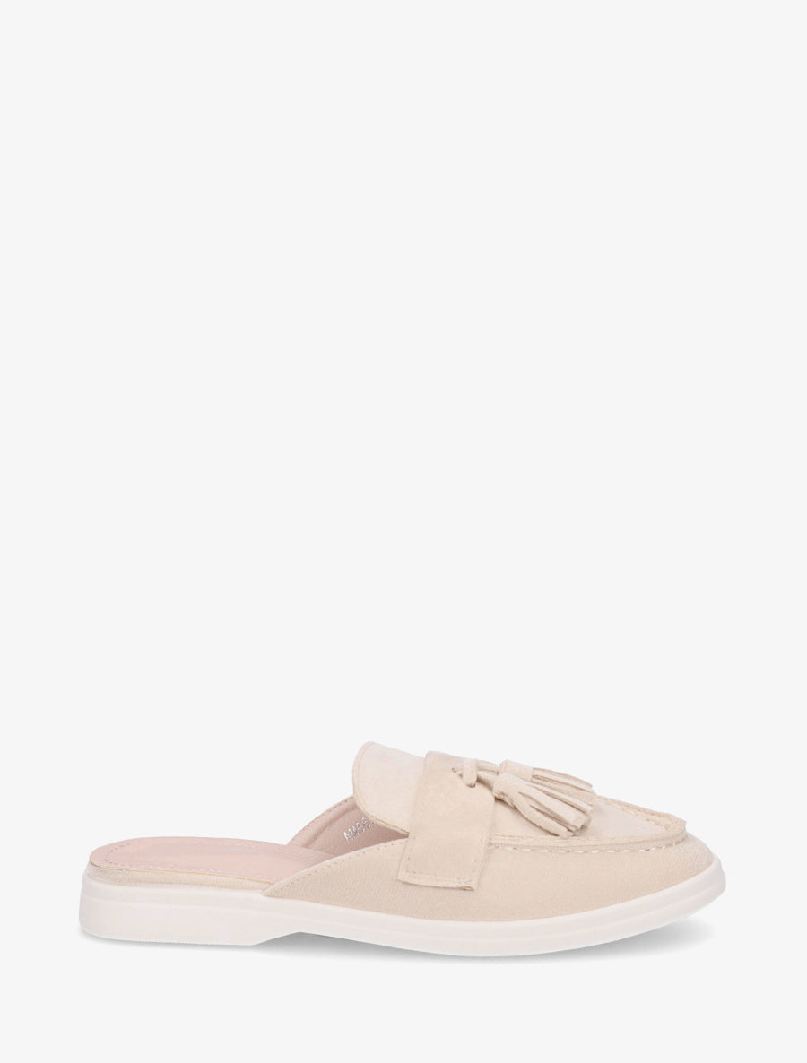 Mules style mocassin à pampilles - Beige - 1
