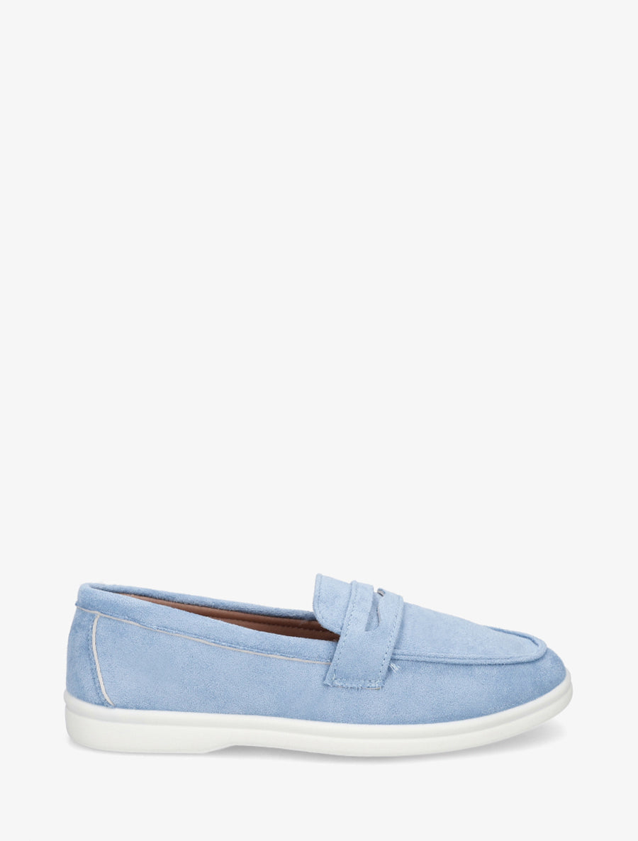 Mocassins unis en suédine - Bleu ciel - 1