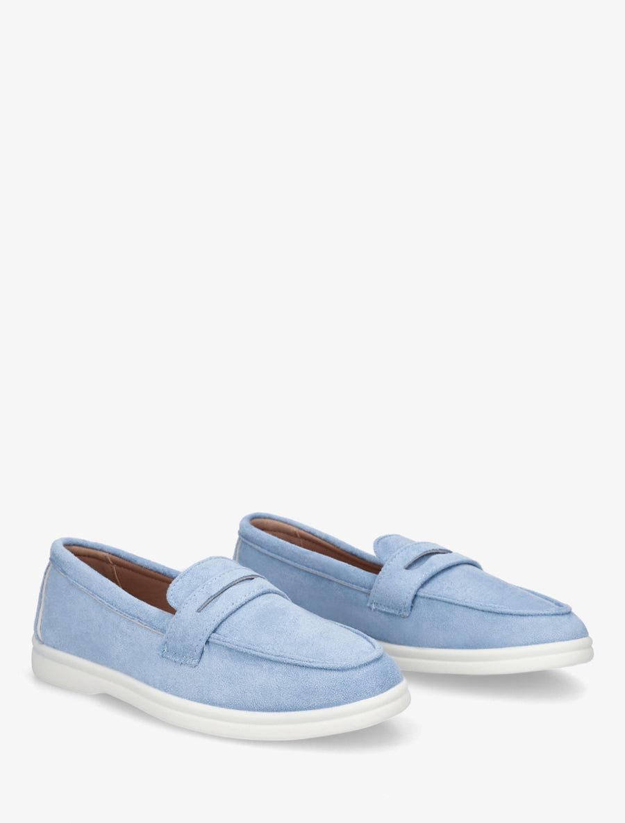Mocassins unis en suédine - Bleu ciel - 4