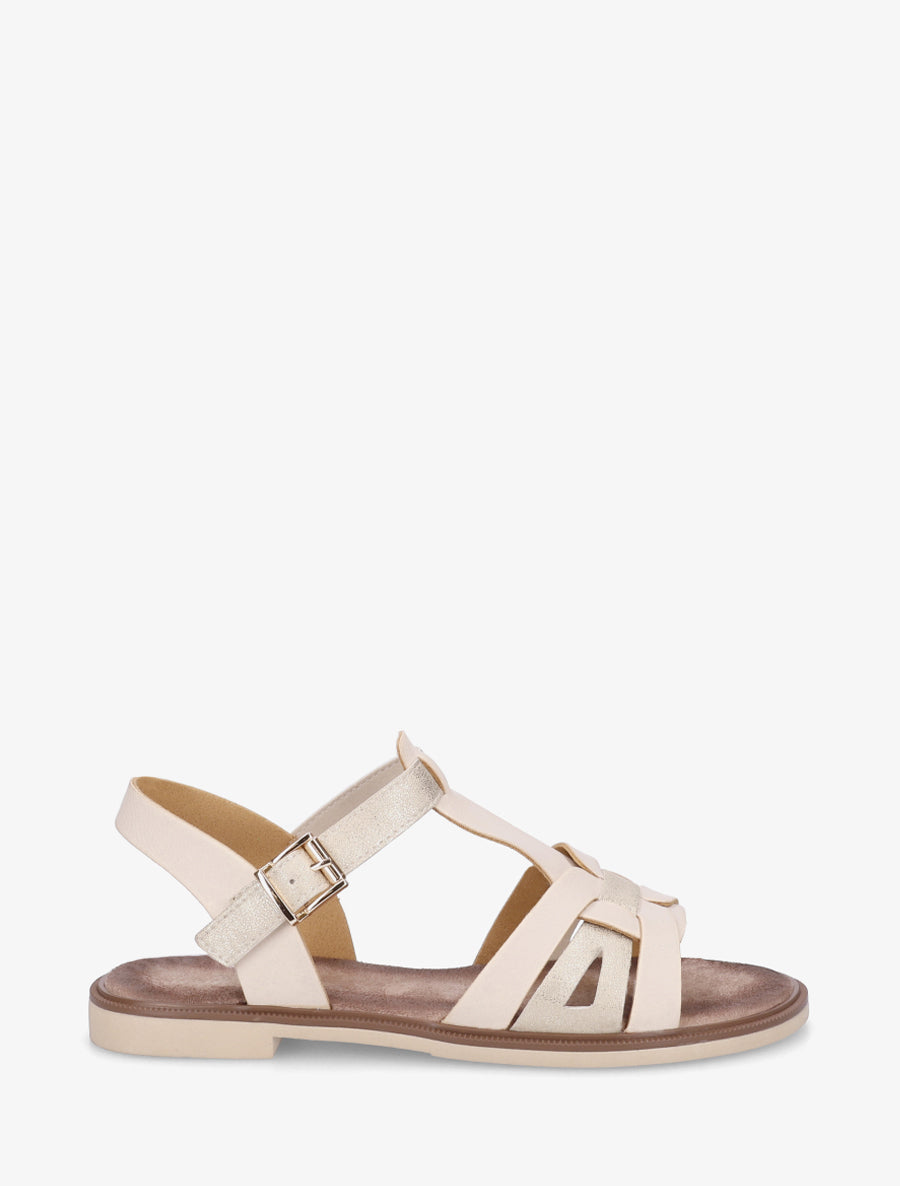 Sandales en simili effet entrelassé - Beige - 1