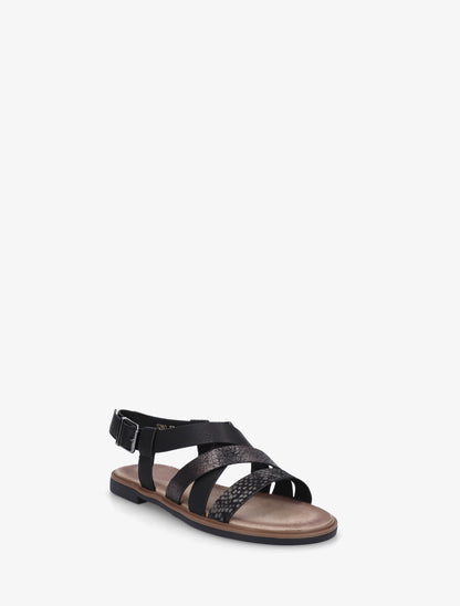 Sandales à brides croisées et irisées en simili - Noir - 2