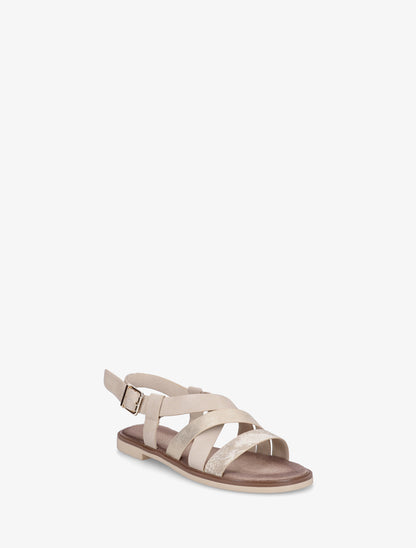 Sandales à brides croisées et irisées en simili - Beige - 2