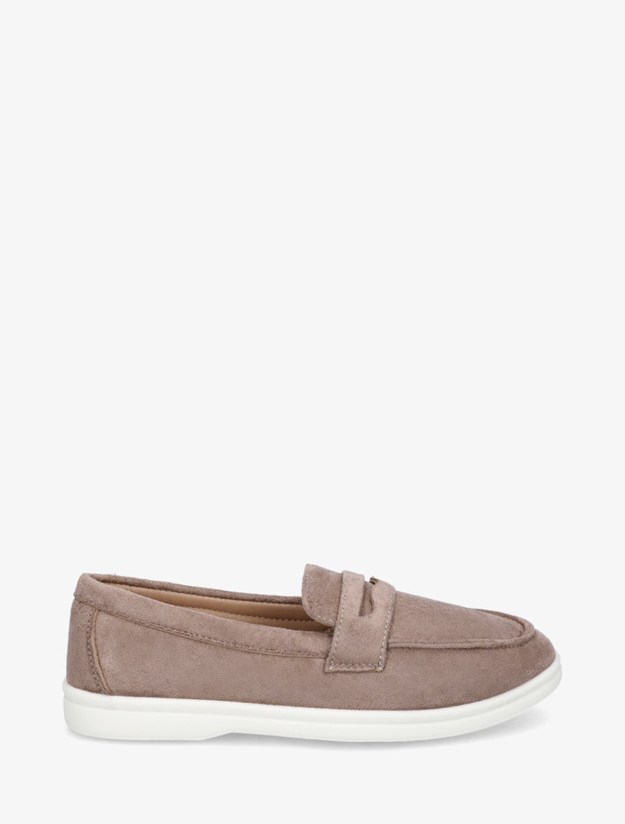 Mocassins unis en suédine - Taupe - 1