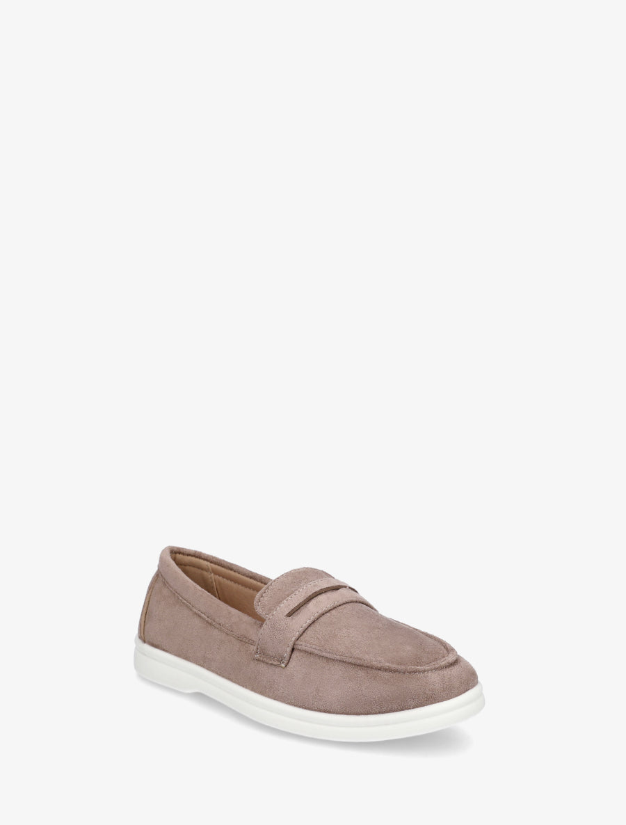 Mocassins unis en suédine - Taupe - 2
