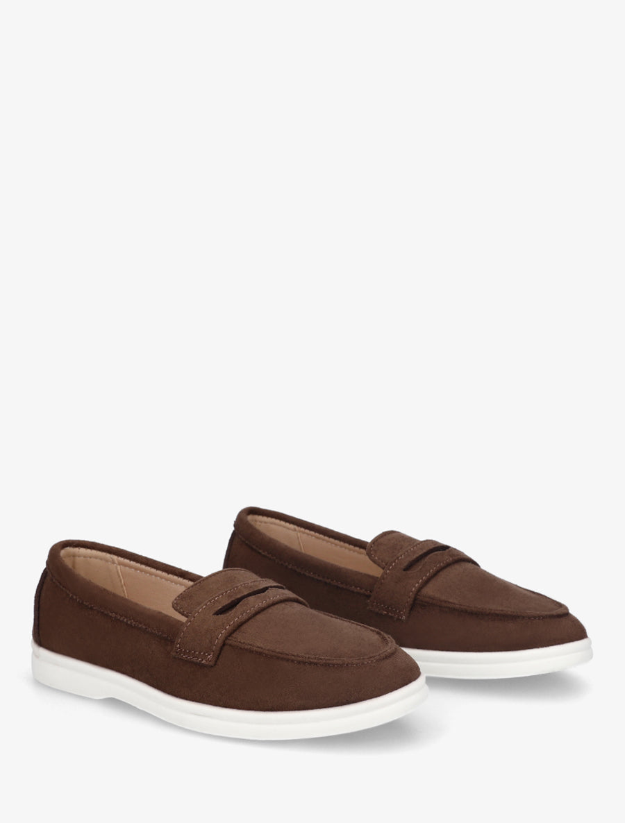 Mocassins unis en suédine - Marron - 4