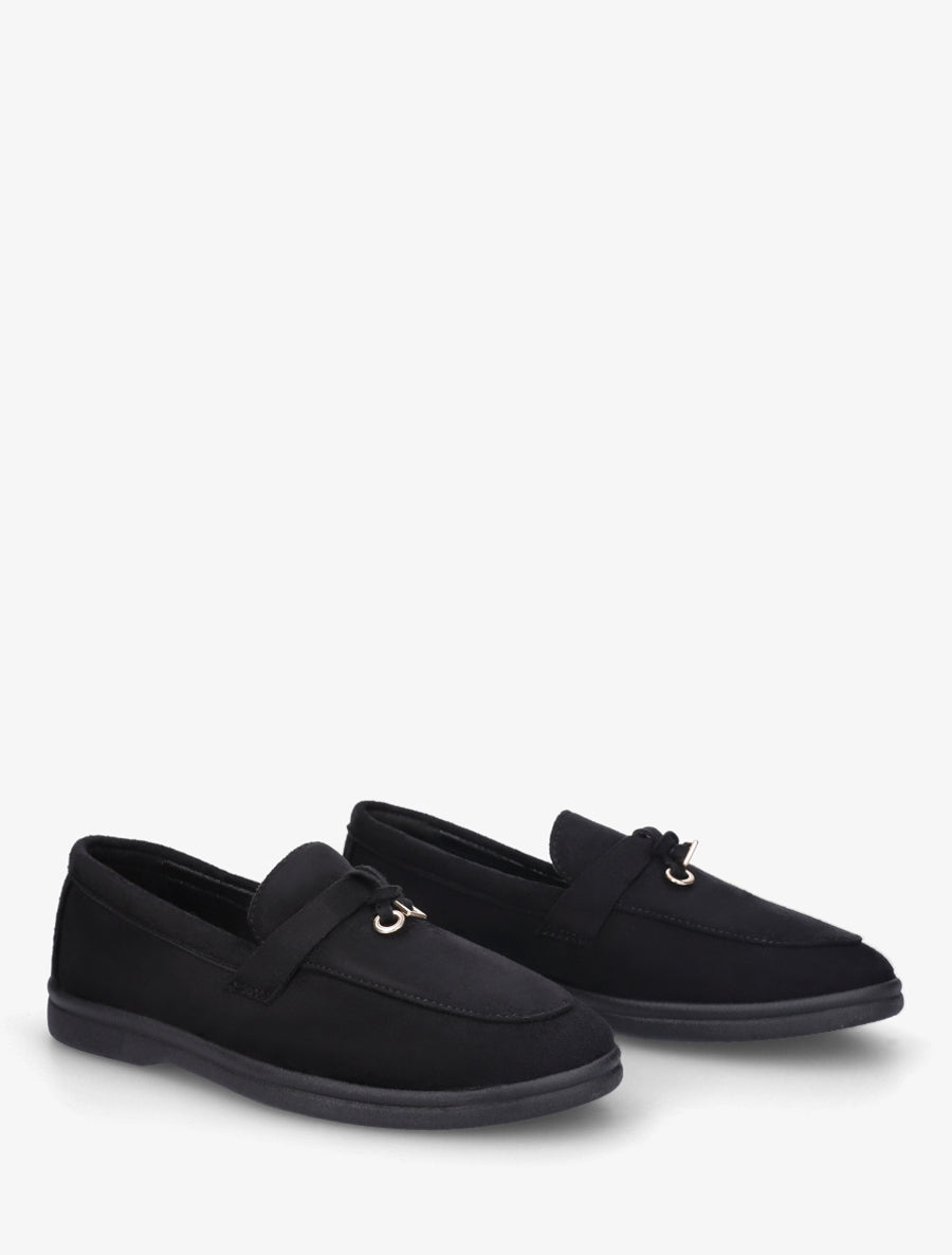 Mocassins en suédine à semelle plate - Noir - 4
