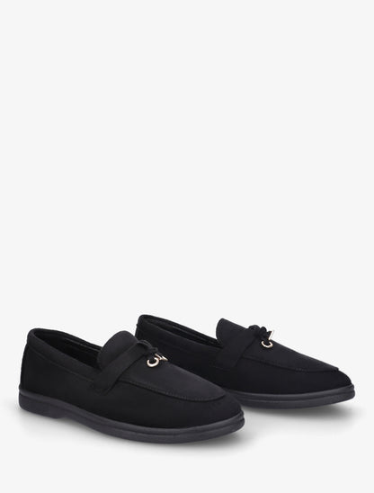 Mocassins en suédine à semelle plate - Noir - 4