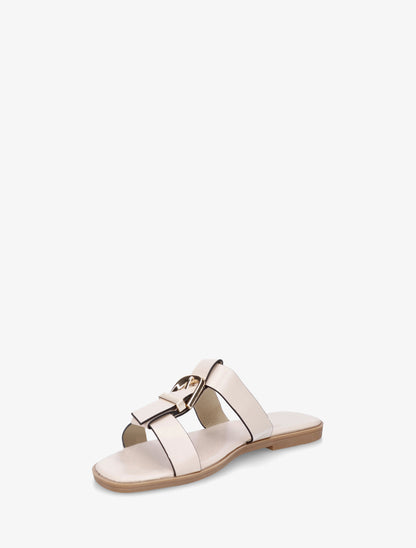 Nu-pieds en simili à boucle décorative - Beige - 3